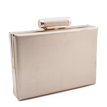 Golden Leather Clutch Handbag with Crystals